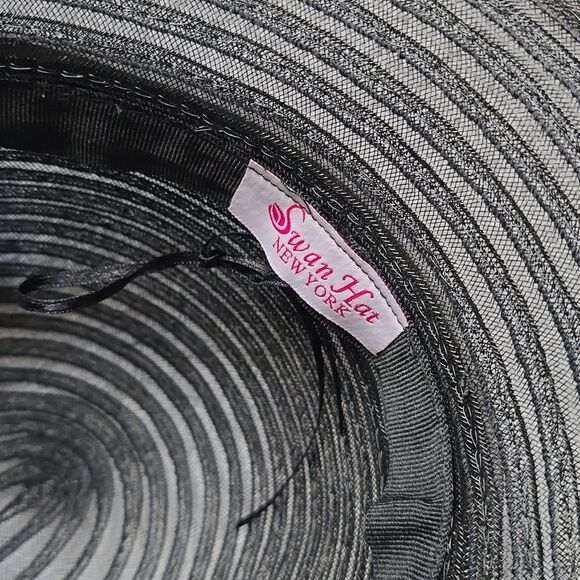 Swan Black Mesh Net Hat Preppy Church Derby Wedding NWT - Rare - Picture 11 of 14